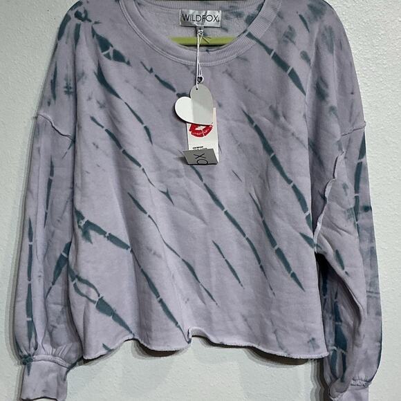Wildfox Purple Olivia Spiral Dye Crop Boxy Pullover Sz S NWT - Picture 3 of 12